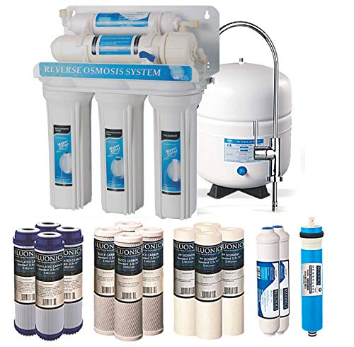 Bluonics 5 Stage Undersink Reverse Osmosis Drinking Water Filter System RO Home Purifier with NSF Certified Membrane with 4 Years of Filter Supply - 15 Total Filters -…