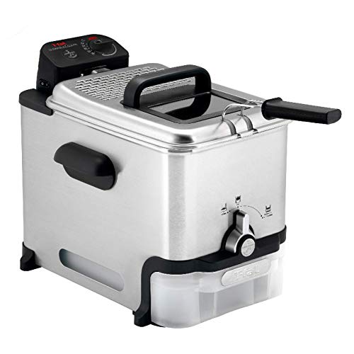 T-fal 3.5L Stainless Steel Deep Fryer with Basket, 1700W Electric Deep Fryer with Basket and Lid, Oil Filtration, Temp Control, Digital Timer, Dishwasher Safe Parts