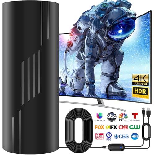 2500+ Miles Range TV Antenna,2025 Strongest Indoor/Outdoor Digital TV Antenna with Amplifier Signal Booster,HDTV Antenna for Local Channels for Smart TV and Old TVs-38ft Coax Cable-Support 8K 4K 1080p