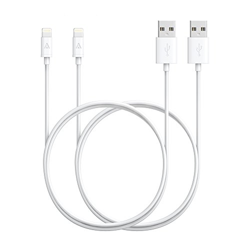 [Apple MFi Certified] [2-Pack] Anker 3ft / 0.9m Premium Lightning to USB Cable with Ultra Compact Connector Head for iPhone Xs/XS Max/XR/X / 8/8 Plus / 7/7 Plus, iPod and iPad (White)