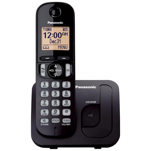 Panasonic Cordless Phone, 1.6' Backlit Display, Call Block, Speakerphone, 10 Hours Talk Time, 1 Handset - KX-TGC200B (Black)