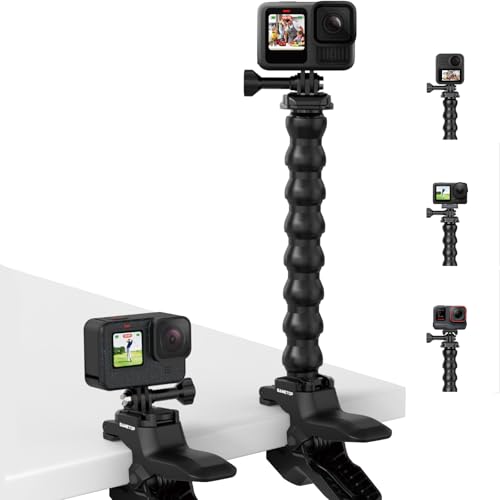 Sametop Jaws Flex Clamp Clip Mount Gooseneck Mounts Compatible with GoPro Hero 13 12 11 10 9 8 7 6 5 4 Session 3+ 3 2 1 Max DJI Osmo Akaso Action Cameras