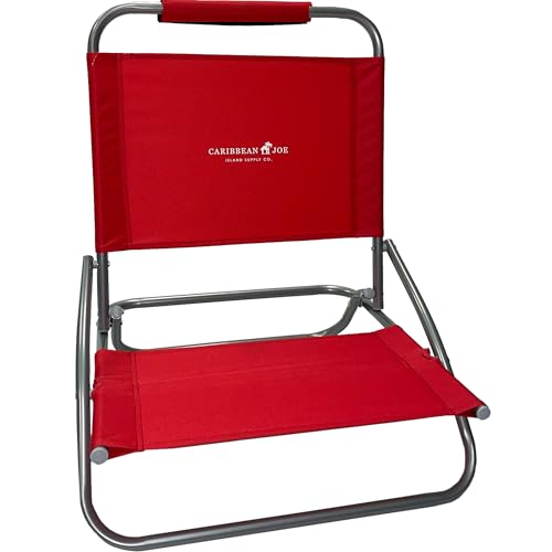 Caribbean Joe Folding Beach Chair, 1 Position Lightweight and Portable Foldable Outdoor Camping Chair, Red