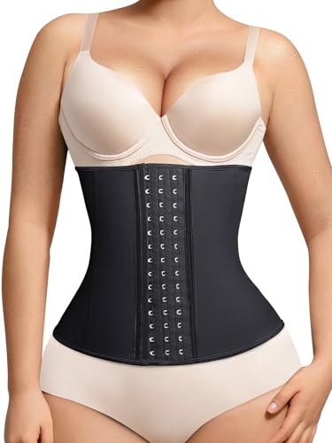Waist Trainer for Women Latex Underbust Waist Cincher Corset, Tummy Control Corset Sport Girder Hourglass Body Shaper, Medium, Black