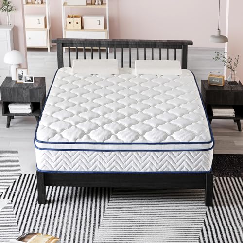 Full Size Mattress, 12 Inch Hybrid Mattress in a Box, Memory Foam Individually Wrapped Pocket Coils Innerspring Pressure Relief, Medium Firm - CertiPUR-US Certified, Fiberglass-Free, 54x75 Inches