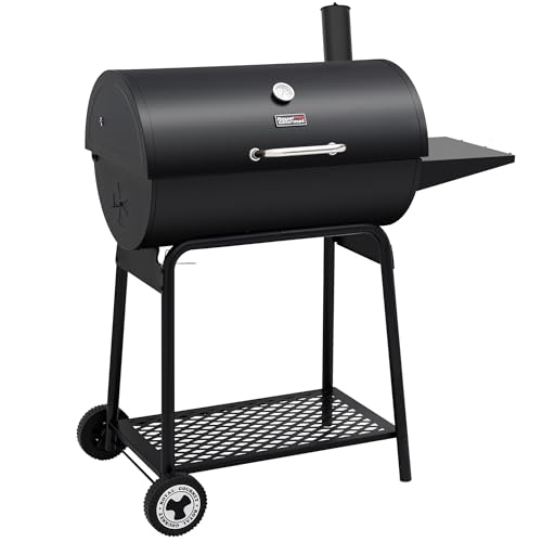 Royal Gourmet CC1830 30 Inch Barrel Charcoal Grill with Warming Rack, Outdoor BBQ Grill with 627 Sq. In. Grilling Space for Backyard, Patio and Parties, Black