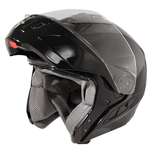HAWK Helmets FX ST 11121 Glossy Black Modular Motorcycle Full Face Helmet for Men & Women with Dual Flip Up Sun Visor DOT Approved for Bike Scooter ATV UTV Chopper Skateboard (Large)