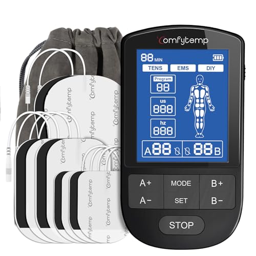 Comfytemp TENS Unit Muscle Stimulator for Pain Relief Therapy, FSA HSA Eligible TENS Machine with 24 Modes and DIY, Dual Channel EMS Unit, Pulse Muscle Massager for Back, Shoulder, Sciatica, Knee
