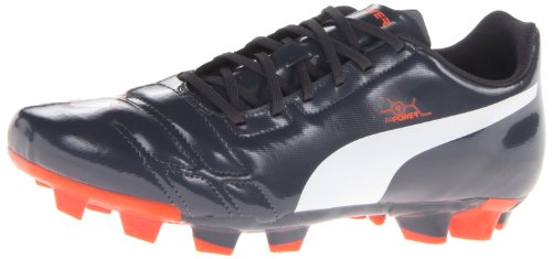 PUMA Men's evoPOWER 4 Firm Ground Soccer Shoe,Ombre Blue/White/Fluorescent Peach,11.5 M US