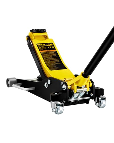 VEVOR 3 Ton Low Profile , Aluminum and Steel Racing Floor Jack with Dual Pistons Quick Lift Pump for Sport Utility Vehicle, Lifting Range 3-6/11'-19-11/16', yellow,black