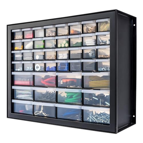 IRIS USA Screw Tool Organizer Small Parts Cabinet Chest, 44-Drawer Hardware Electronics Nuts Bolts Storage Drawers Organization Toolbox Garage Craft Business Teacher Beads Scrapbook Art Hobby - Black