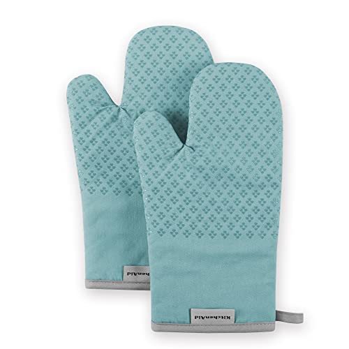 KitchenAid Asteroid Oven Mitt Set, 7'x12.5', Aqua Sky, 2 Piece