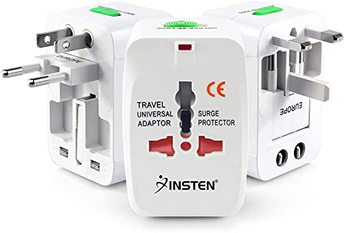 Insten Universal Worldwide Travel Adapter for 150+ Countries, International Power Charger, European Adapter, Wall Charger Power Plug for USA EU UK AUS Compatible w/ iPhone, iPad, Samsung Galaxy & More