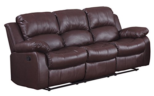 Homelegance Resonance 83' Bonded Leather Double Reclining Sofa, Brown