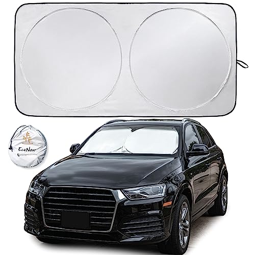 EcoNour Car Windshield Sun Shade | 2025 Upgraded Innovative No-Light-Pass Technology for Maximum Coverage | Foldable Sun Shade Keeps Your Vehicle Cool | Must-Have Car Accessories | Small (59' x 29')