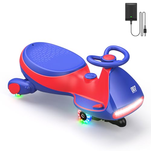 FanttikRide N7 Pro Electric Wiggle Car with Pedal, Rechargeable Battery, CyberWiggle, 2 in 1 Swing Car, 2 Speed, Anti-Rollover, Flashing Wheels, Bluetooth, for Ages 3 and Up, 150 Lbs, Blue