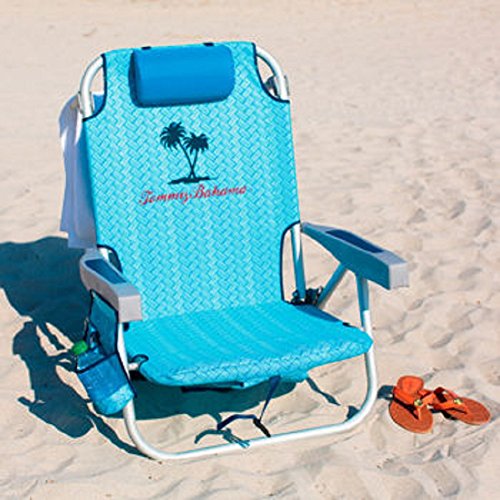 Tommy Bahama Backpack Cooler Chair with Storage Pouch and Towel Bar, Blue