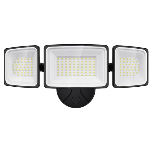 Onforu 100W Flood Lights Outdoor, 9000LM Brightness LED Light Outside, IP65 Waterproof LED Exterior Floodlight with 3 Adjustable Heads, 6500K White Outdoor Security Light for Yard Garage Eave