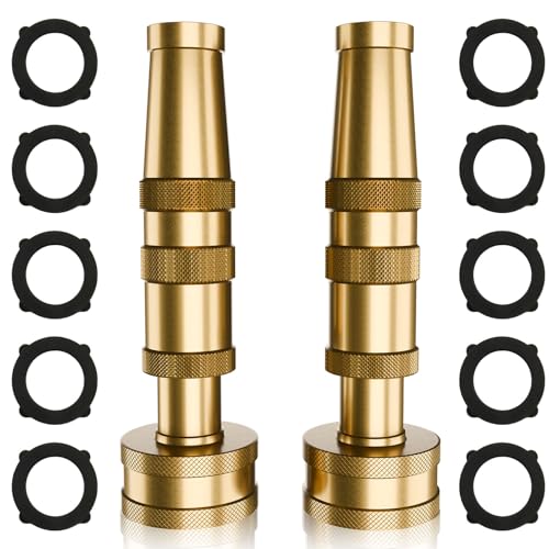 ENNSOO Garden Hose Nozzle Brass Water Nozzle, Brass Hose Nozzle with Adjustable Spray Rotates, High Pressure Hose Nozzle Spray Nozzles for Garden Hose(2 Pack)