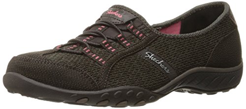 Skechers Sport Women's Breathe Easy Save The Day Fashion Sneaker,Chocolate/Taupe Mesh/Brown/Coral Trim,8 M US