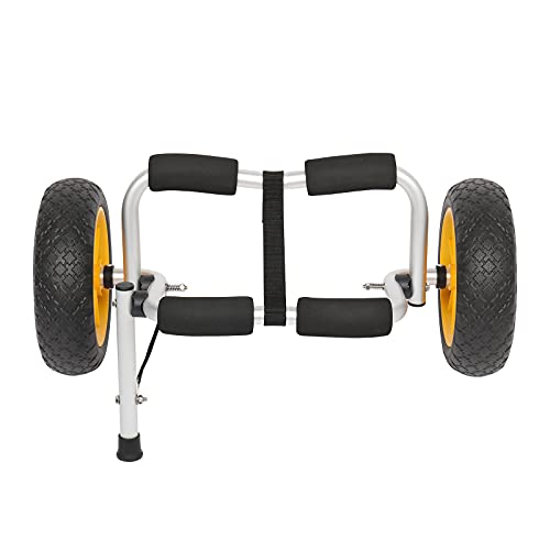 Bonnlo Kayak Trailer, Foldable, Cast Aluminum Alloy Frame, 10'' Solid Tires, Universal Wheels Cart for Canoe, Paddle Board, Boat, Float Mats, Jon Boat, 1.75 Wall Thickness Prongs